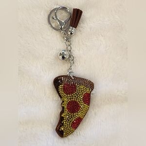 Pepperoni Pizza Slice Keychain Bag Charm